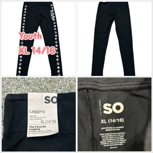 Youth Girls XL 14/16 Pants Leggings Black Pull On Stretch Active High Rise NWT